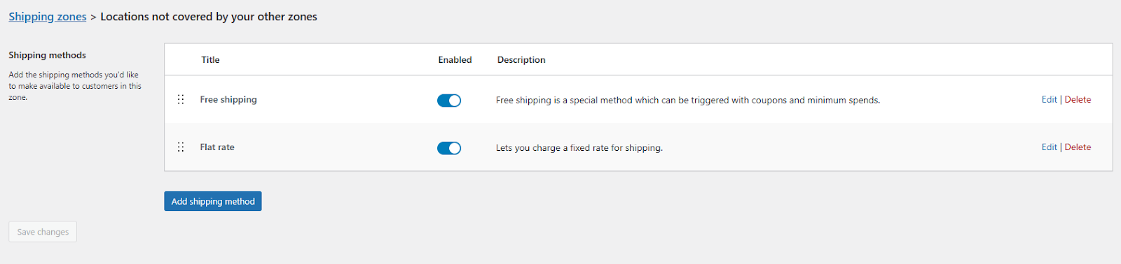 add WooCommerce Shipping methods