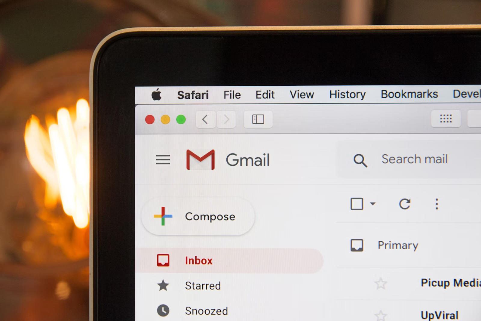 a laptop screen with opened Gmail app