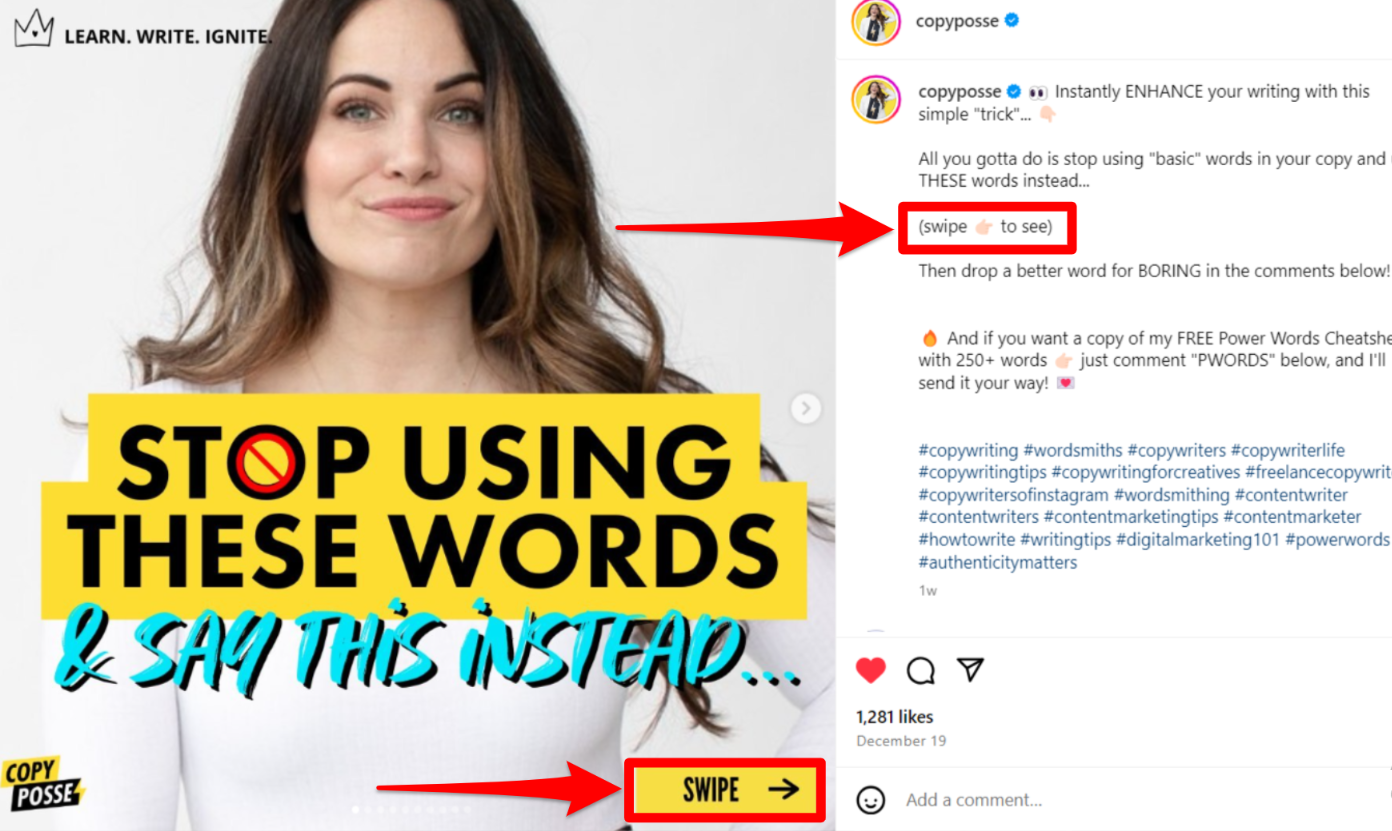 How to use CTAs in posts and captions
