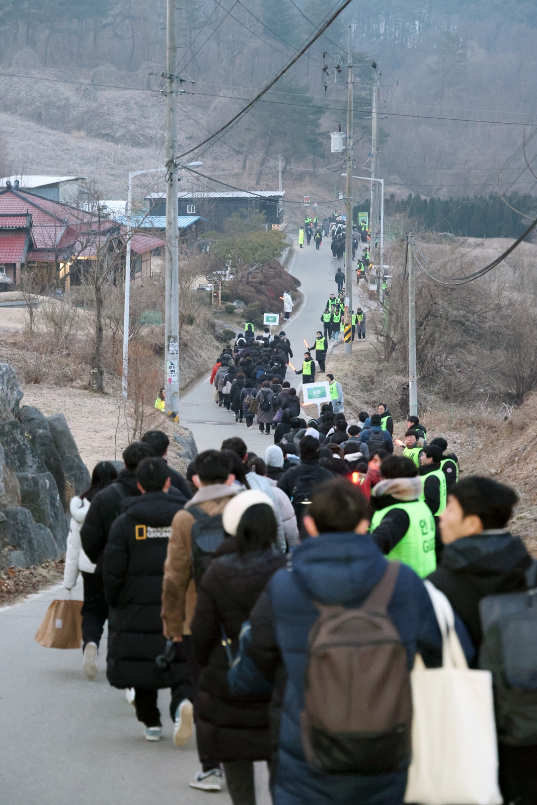 Thousands of congregation members make their way to the venue in the early hours of the morning.
