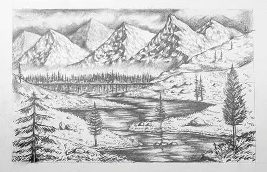 today I draw a landscape pencil sketch for a beginner guide step by step.