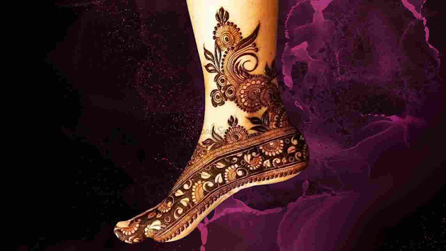 side foot mehndi design