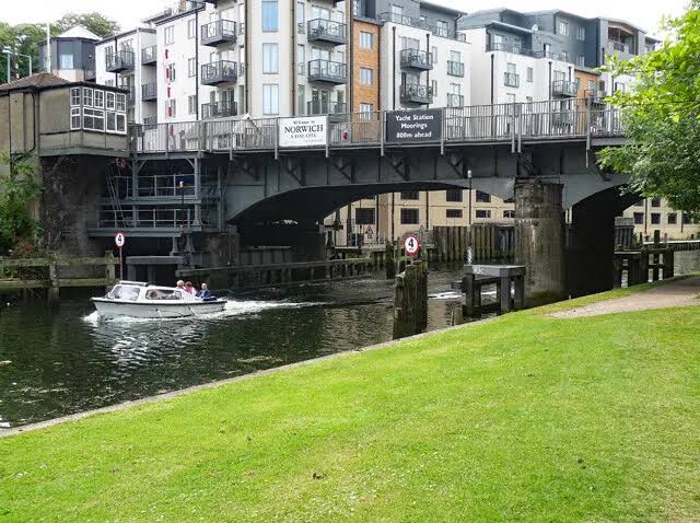 carrow bridge is probably the most popular Norfolk broads boat hire norwich stop along your fishing boat trip