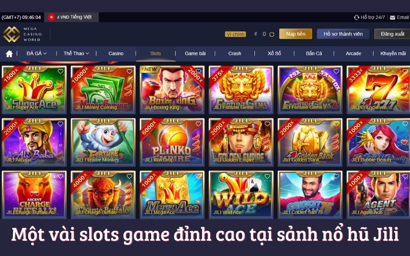 Một vài slots game đỉnh cao tại sảnh nổ hũ Jili