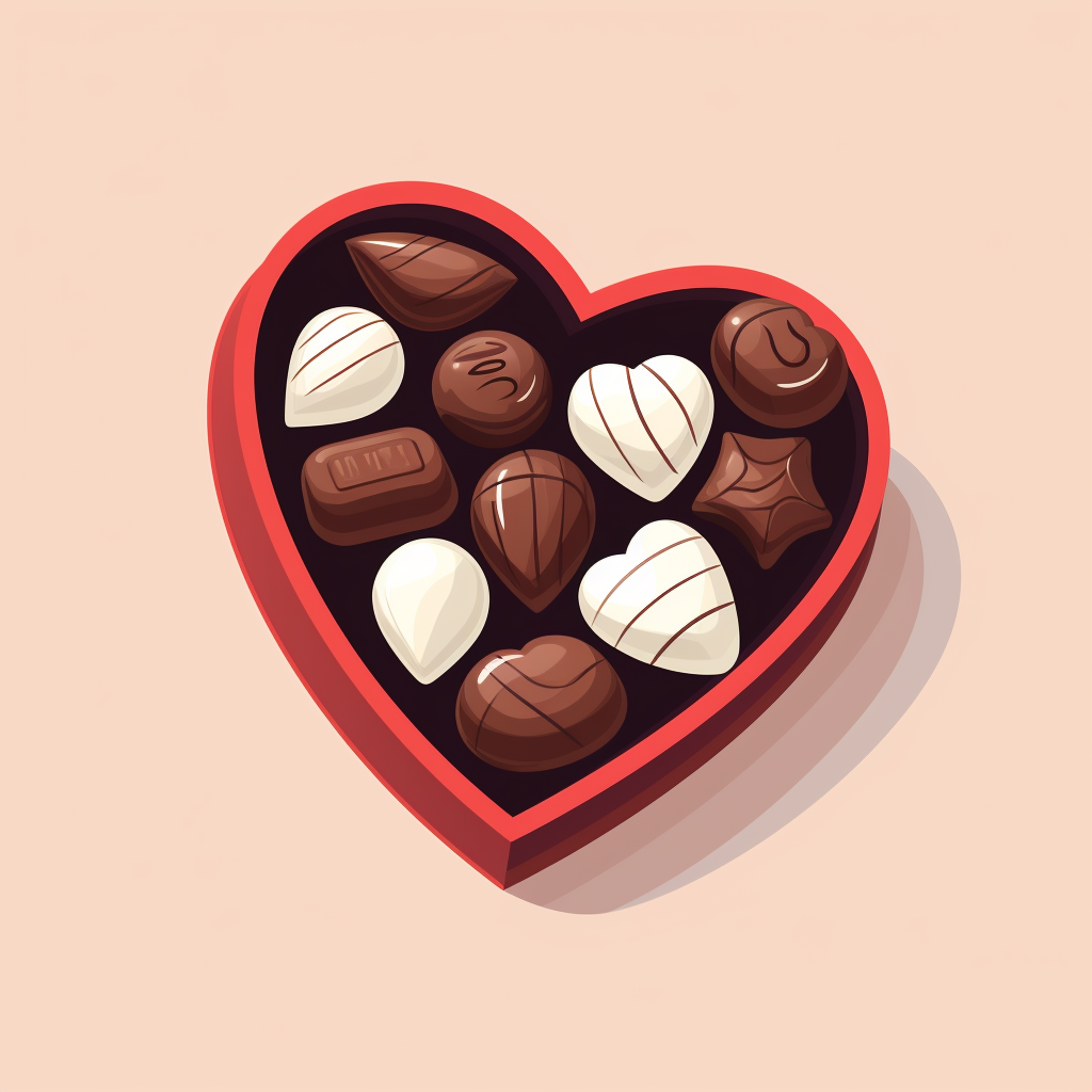 vector image of a heart-shaped box of chocolates