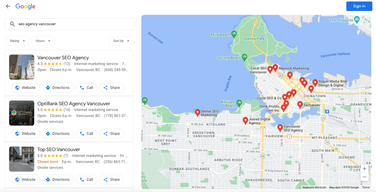 SEO Agency Vancouver on Google Maps