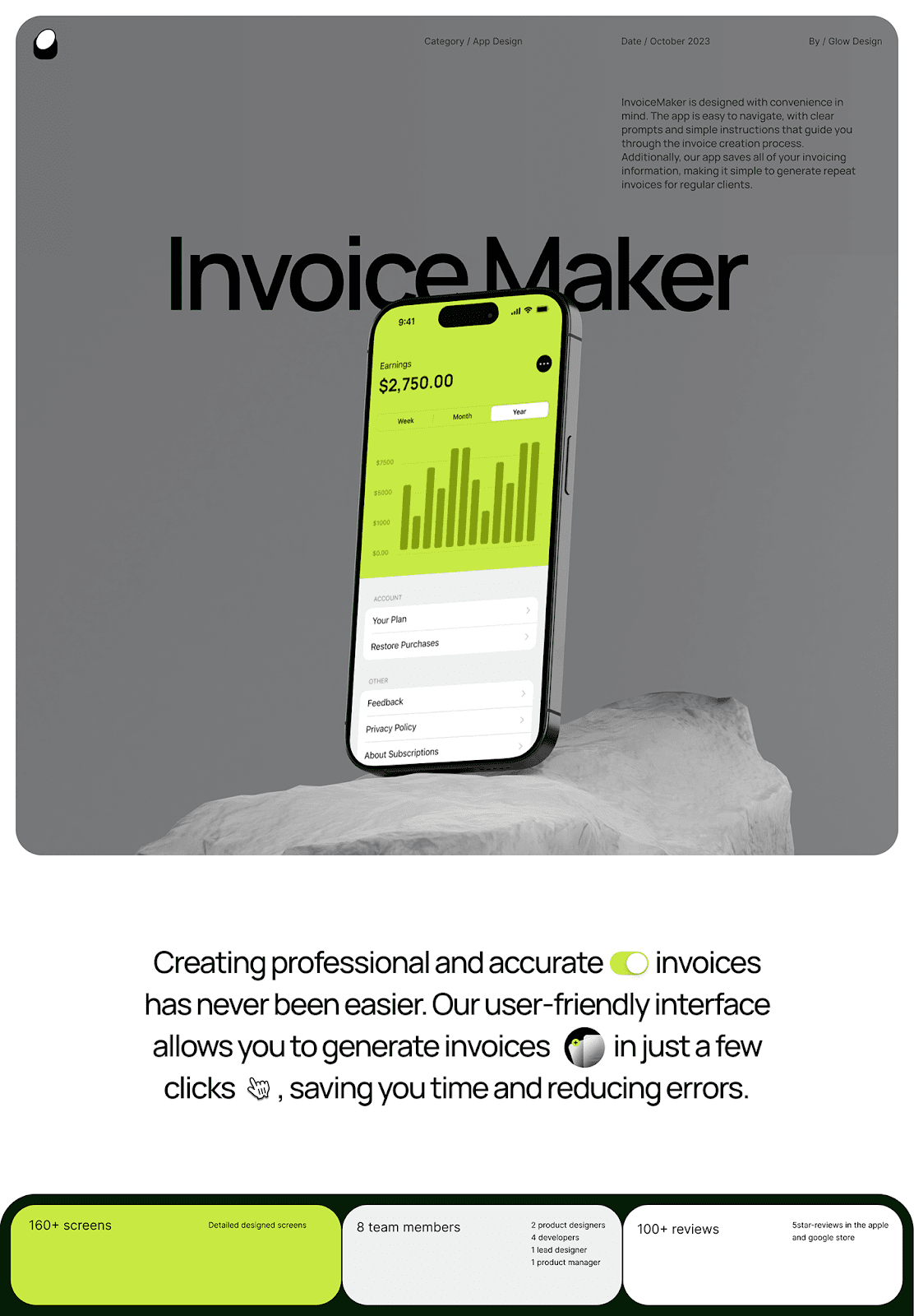 Artifact from the  Seamless Invoicing with InvoiceMaker App: A UI/UX Design Study article on Abduzeedo