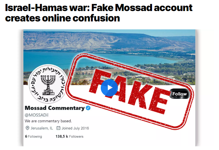 تقرير حول حقيقة حساب حساب  Mossad Commentary على إكس