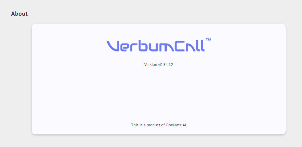 VerbumCall Admin About Section