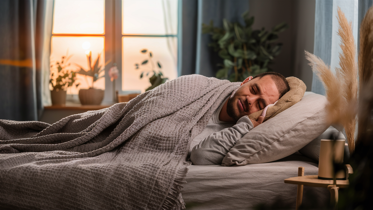 a men sleeping after hair transplant