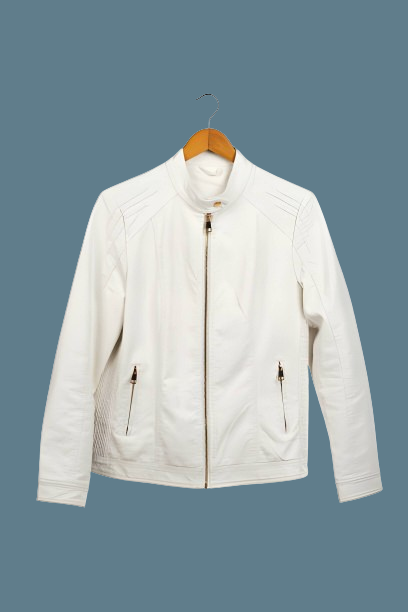 white faux leather jacket