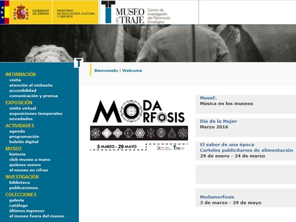 web del Museo del Traje de Madrid