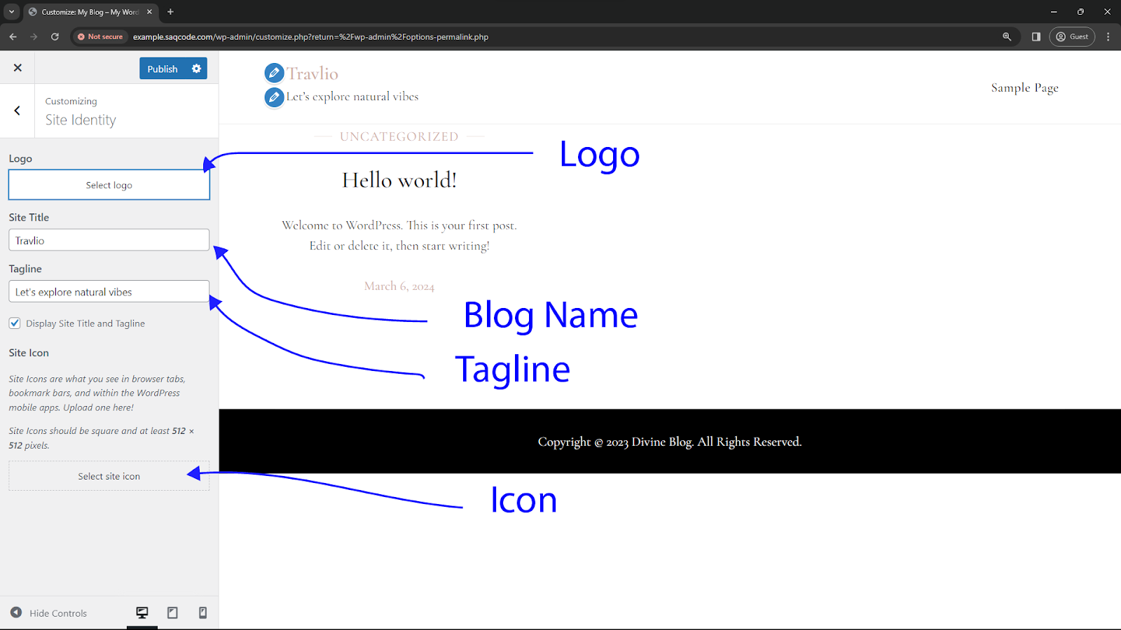 Adding logo to wordpress blog website