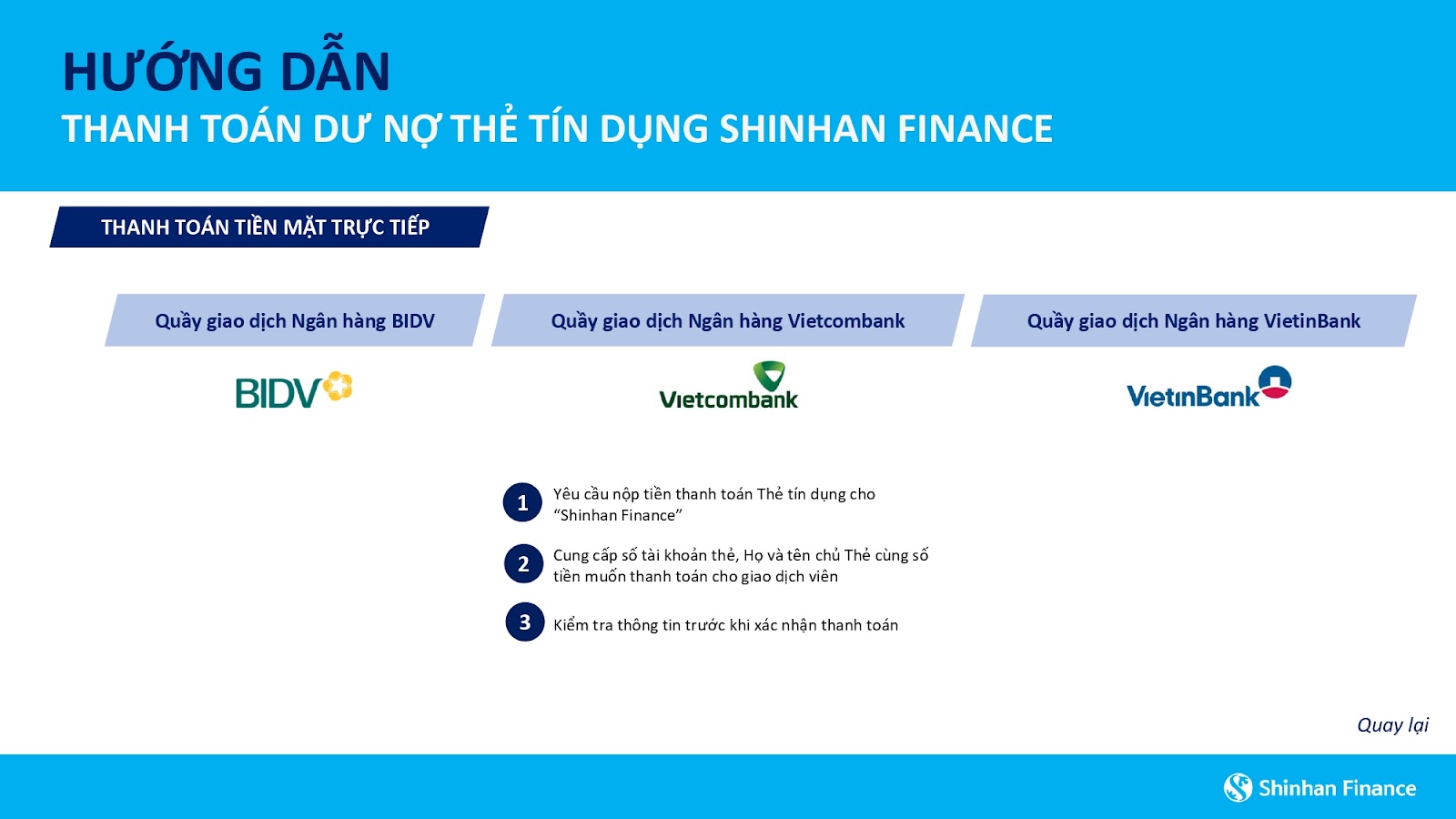 Cách thanh toán thẻ tín dụng Shinhan