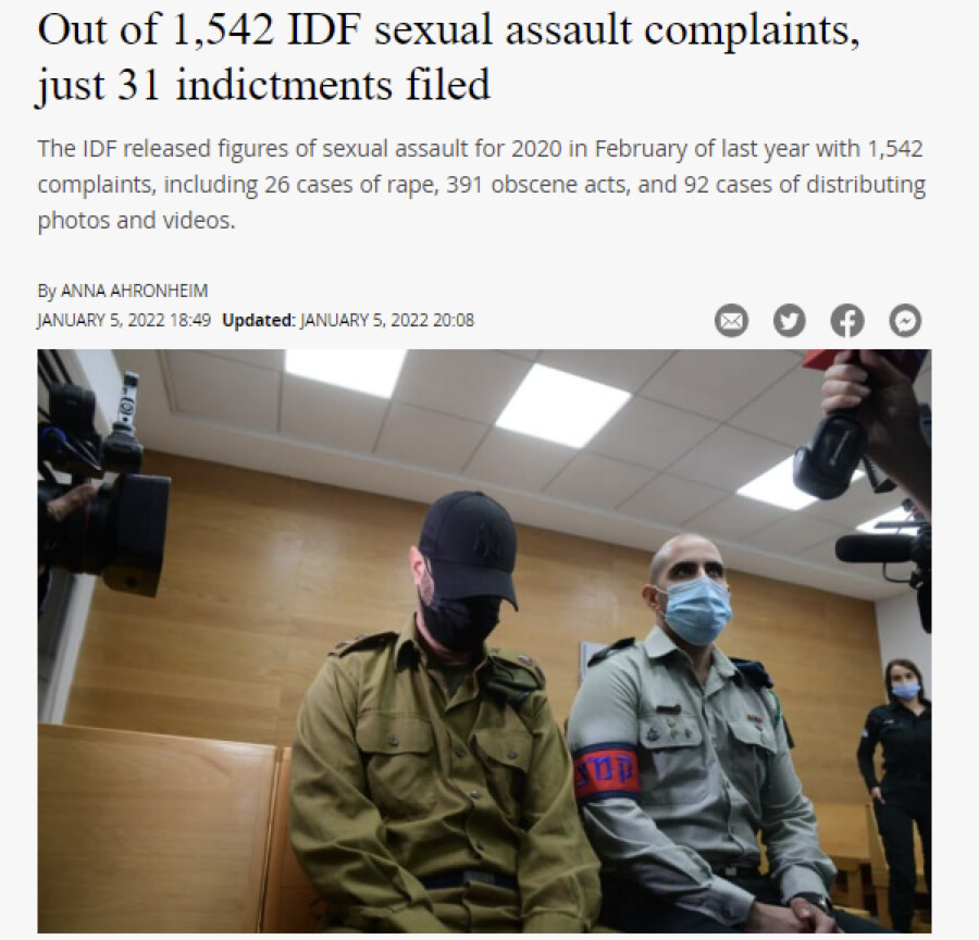 تقرير عن حالات الاغتصاب والتحرش في الجيش الإسرائيلي