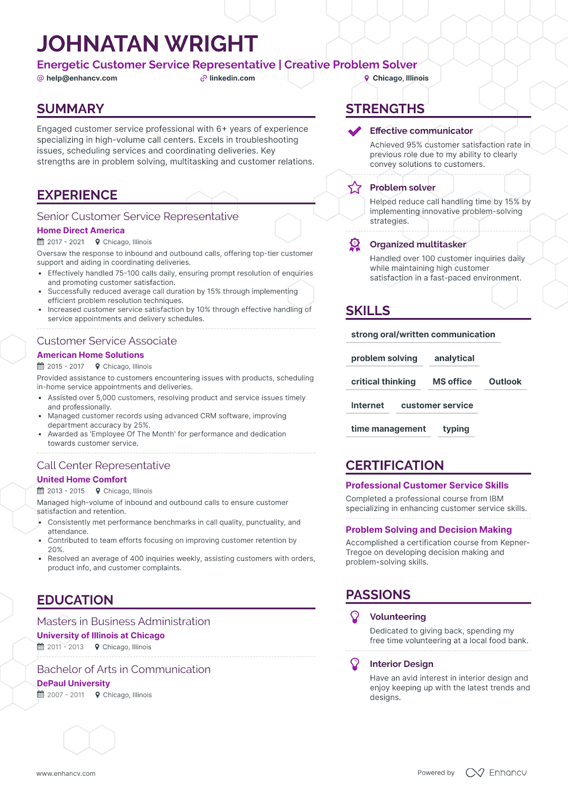 call center resume examples, mid-level call center resume template