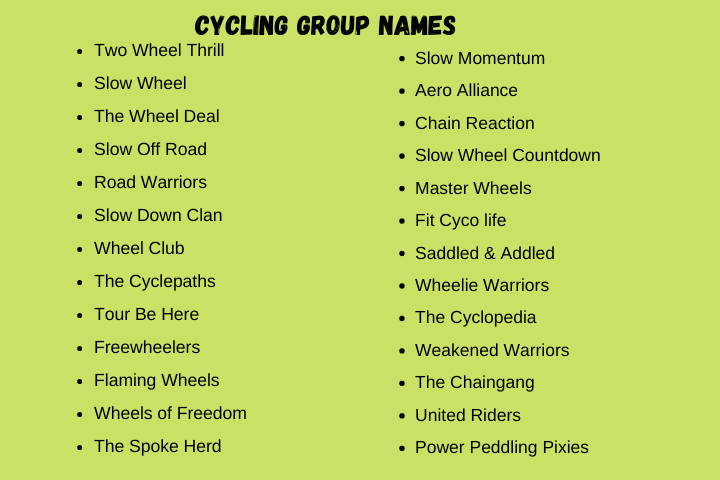 Cycling Group Names