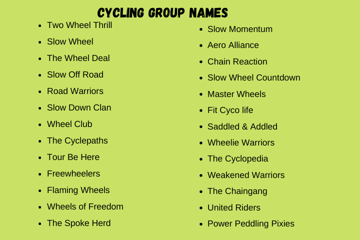 150 Cycling Group Names Ideas And Suggestions 2024