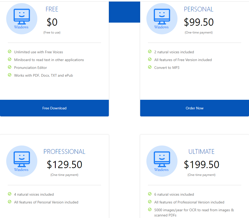 Pricing Plans for Natural Reader