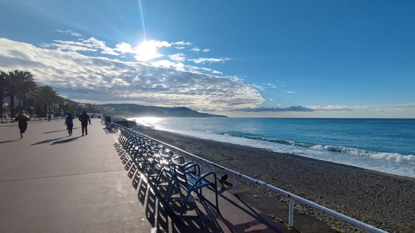 A row of chairs on a beach

Description automatically generated