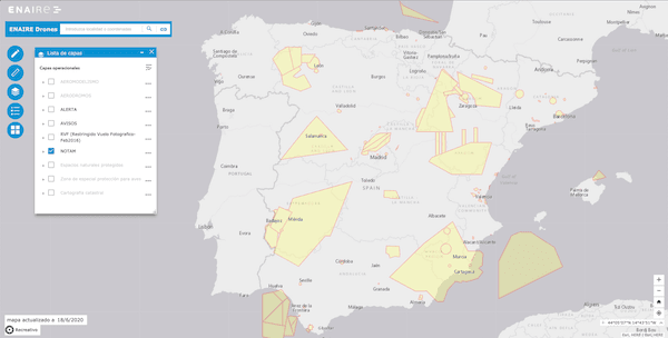 visualizacion de los NOTAM activos en España