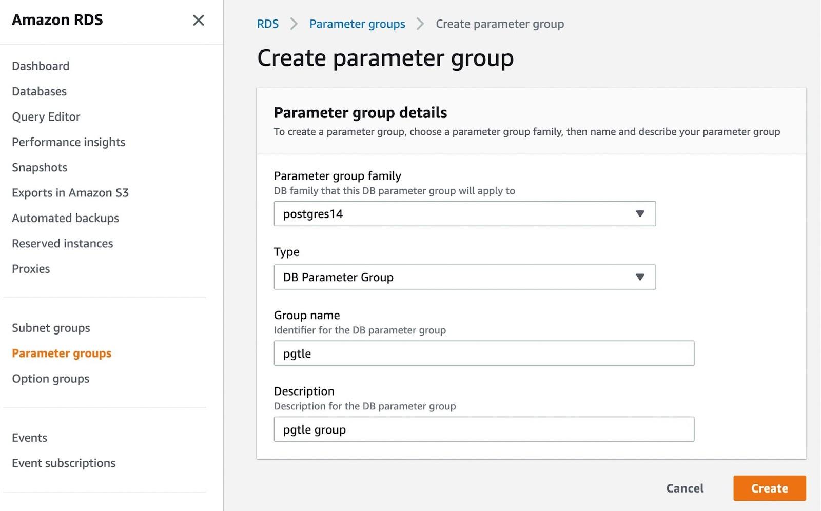 Tạo nhóm Parameter trong Amazon RDS