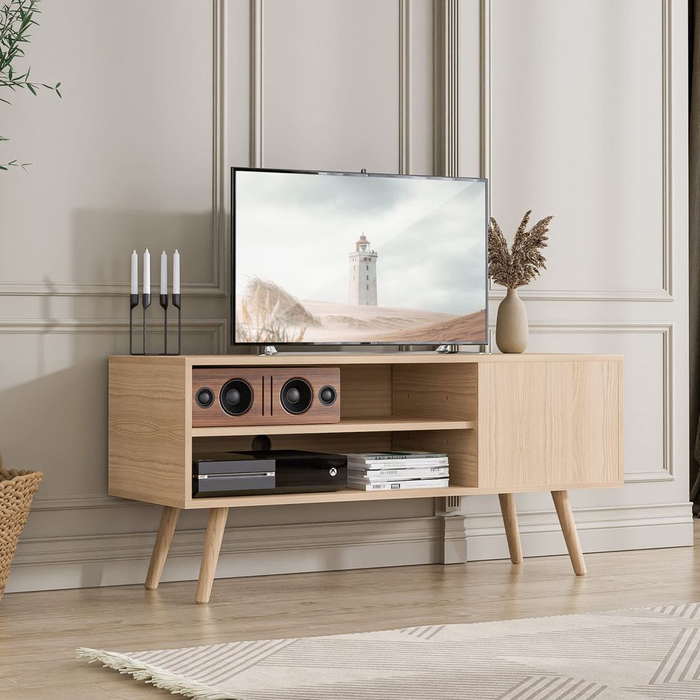 Modern TV Console with Shelves