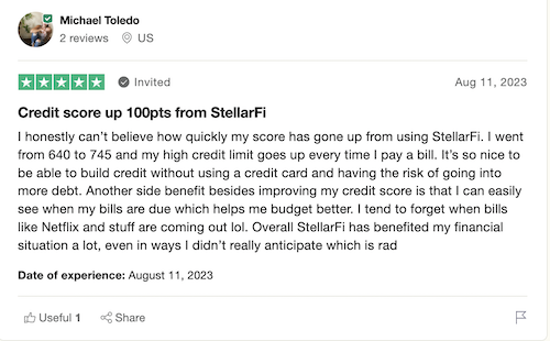 A positive StellarFi review from a user who found the service to be very beneficial. 