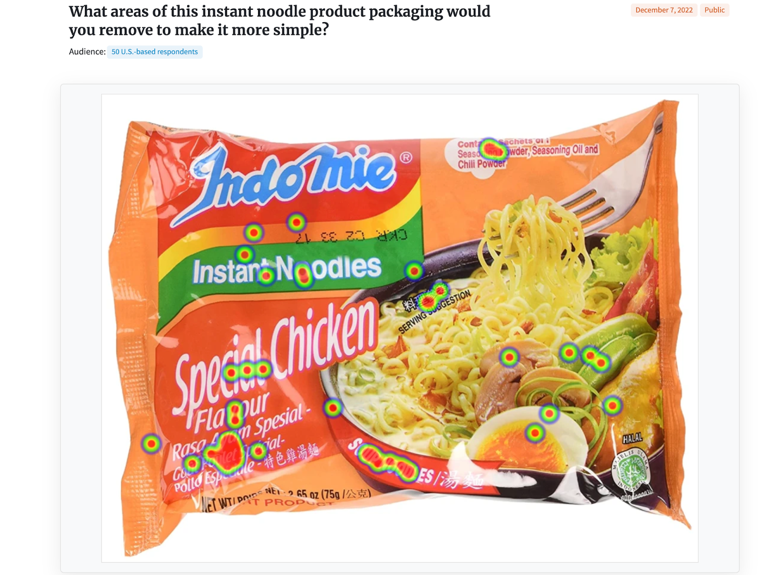 Heatmap for ramen noodles from PickFu