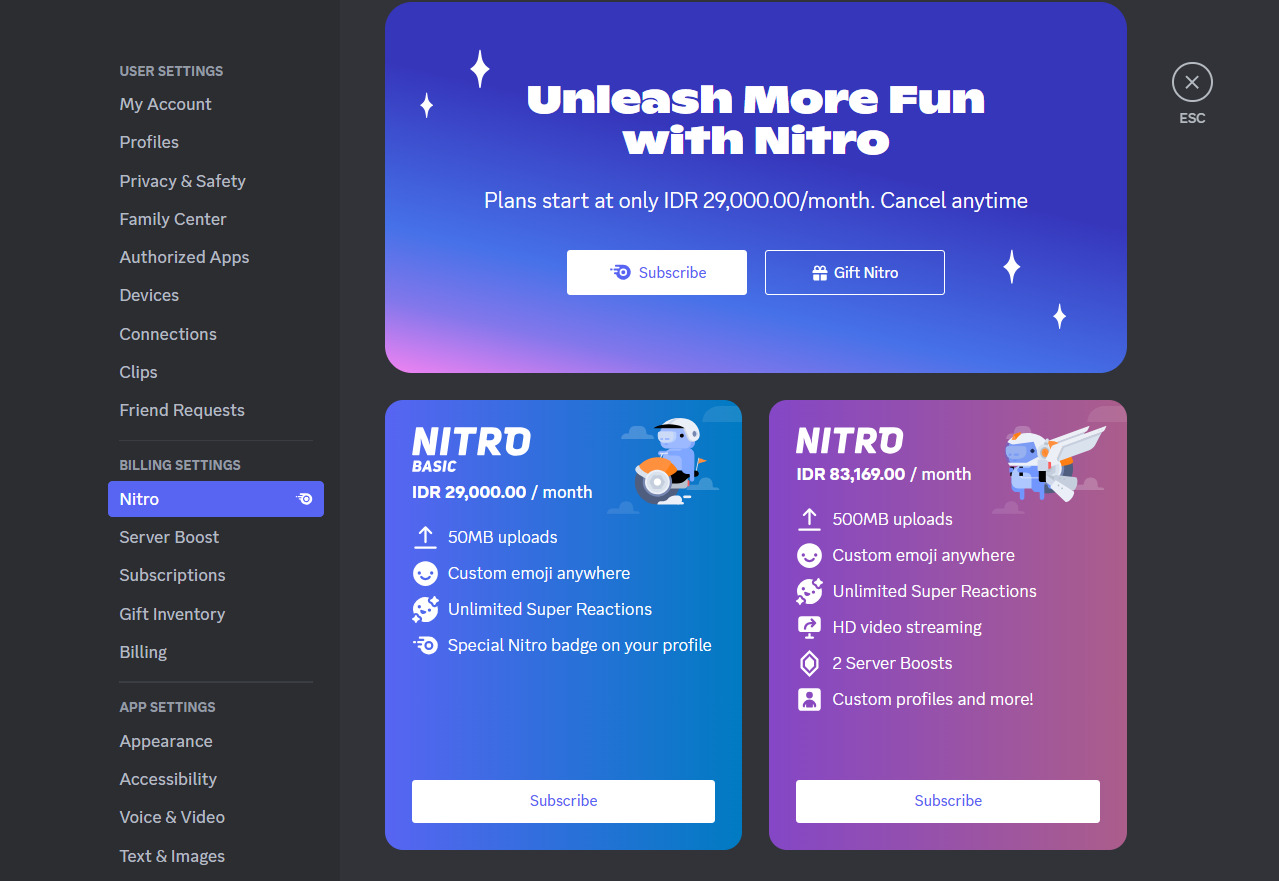 web discord fitur nitro