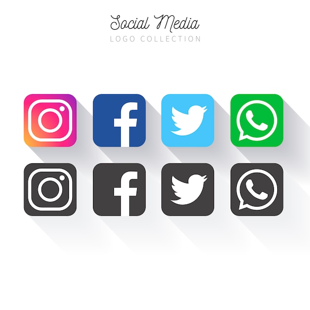 Popular social media logo collection Free Vector