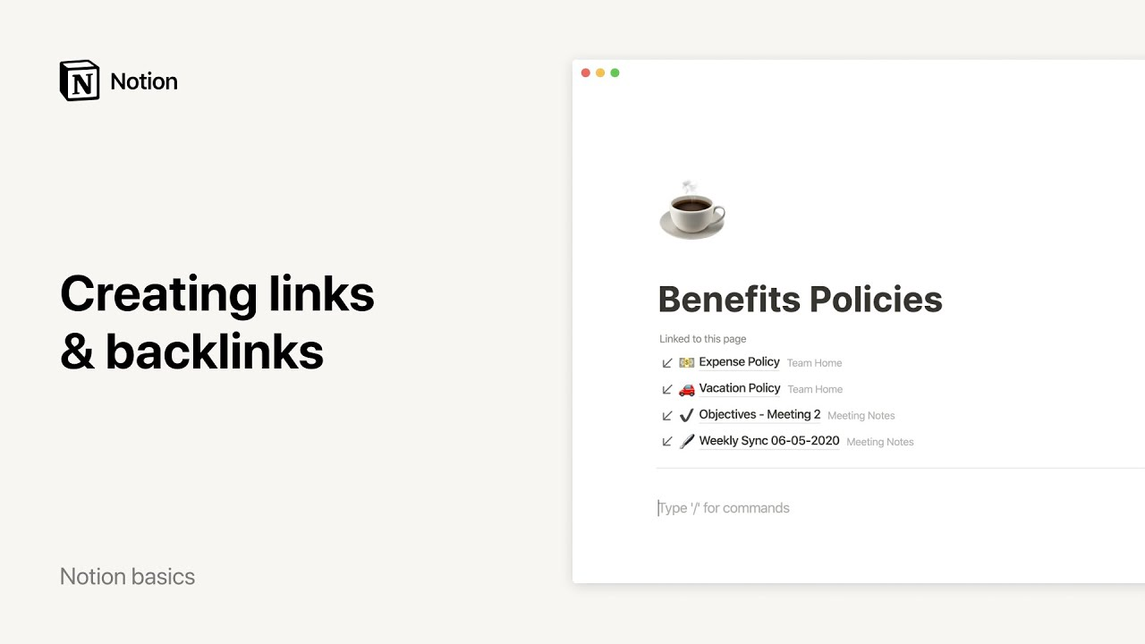 Creating links & backlinks for Notion