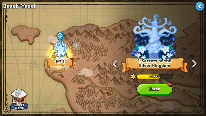 A screenshot of the new Beast Yeast map from Cookie Run Kingdom. 