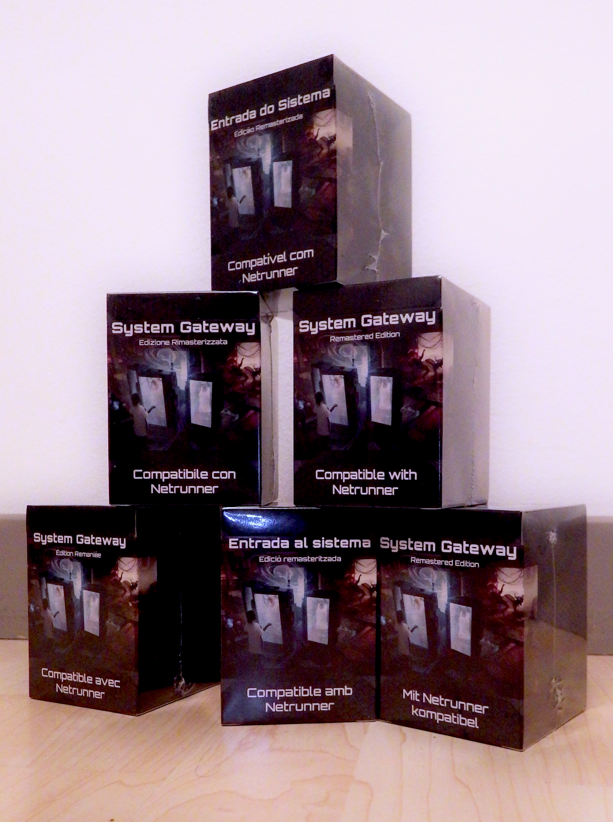 Photo of boxes of System Gateway remastered edition in 6 different languages.