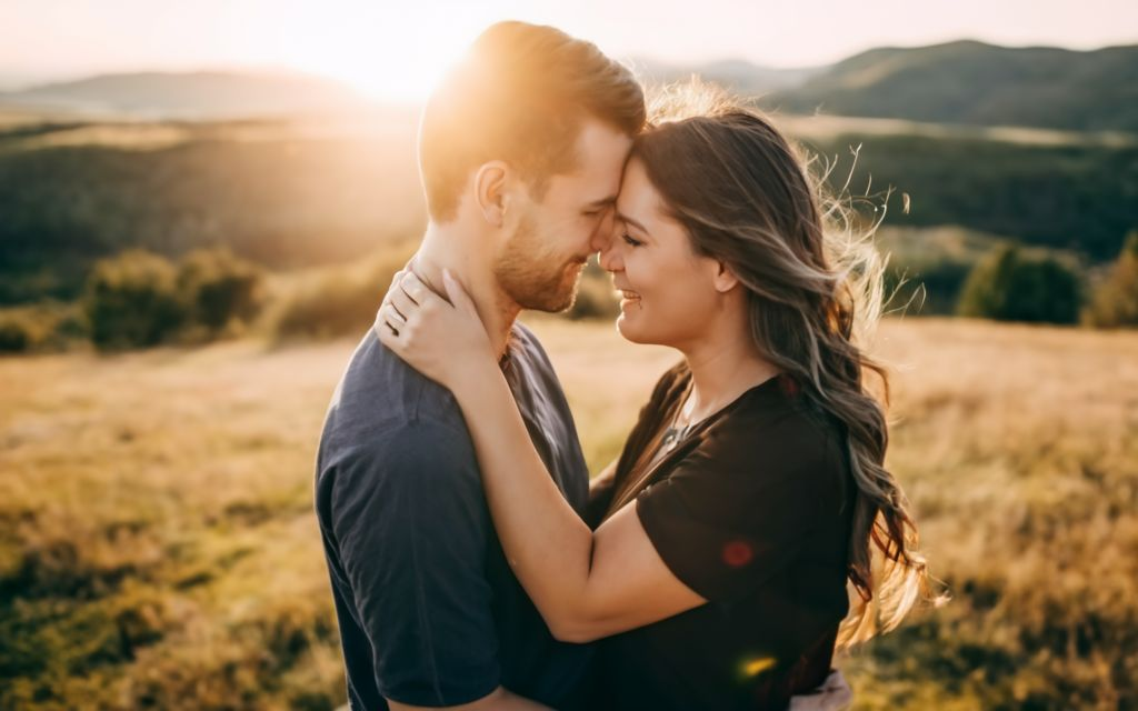 Man and woman hugging