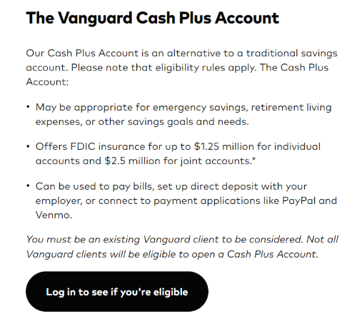The Vanguard Cash Plus Account helps people reach savings goals like the ones they make while completing the Biweekly Money Saving Challenge. 