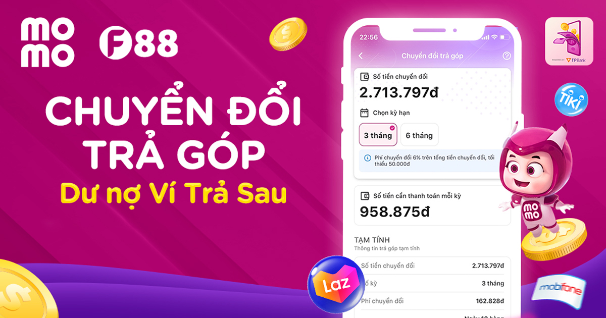 Chuyển đổi trả góp ví trả sau MoMo 