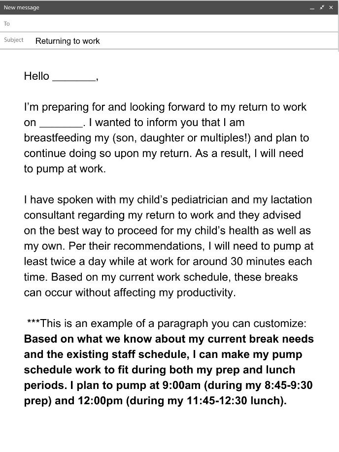 Example of email to an employer about pumping rights - customizable