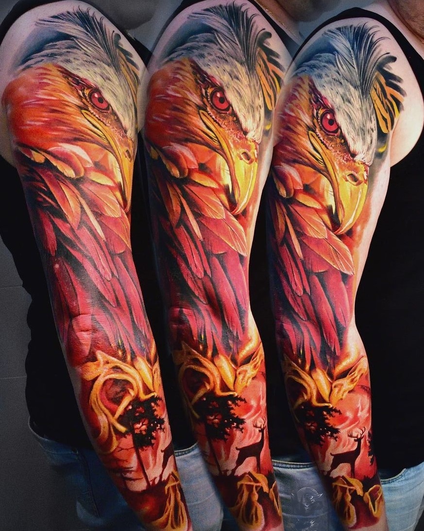 Phoenix Wraparound Tattoo
