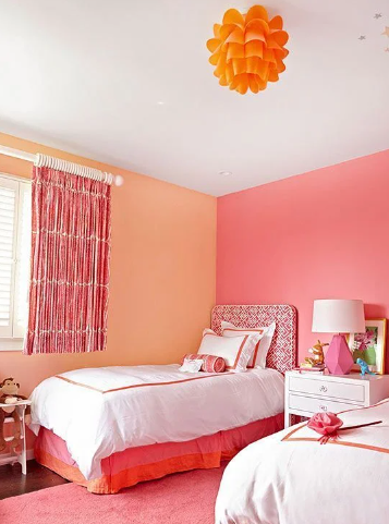 Color combination for bedroom walls #30: peach and pink.