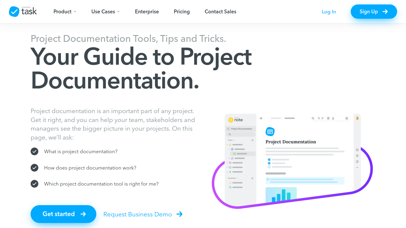Screenshot of MiesterNote landing page for SaaS marketing