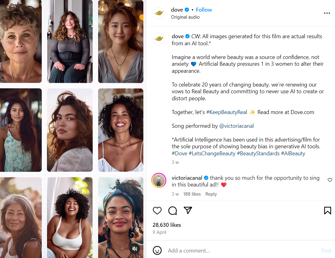 Dove's social media page as an example of digital brand asset