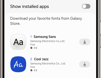 New fonts available for download in the Galaxy Store