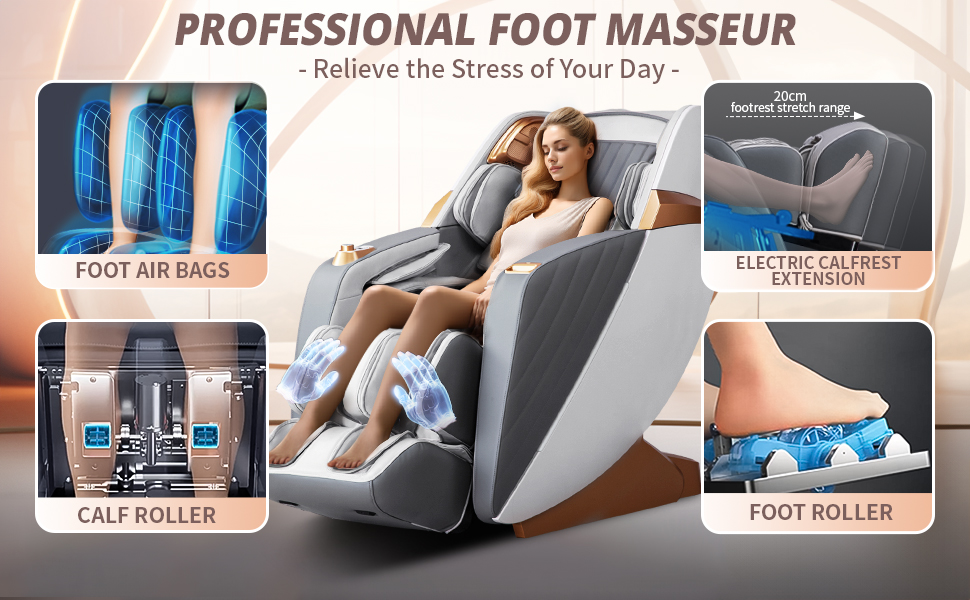 Images of Zero Gravity Chair showing  massage options