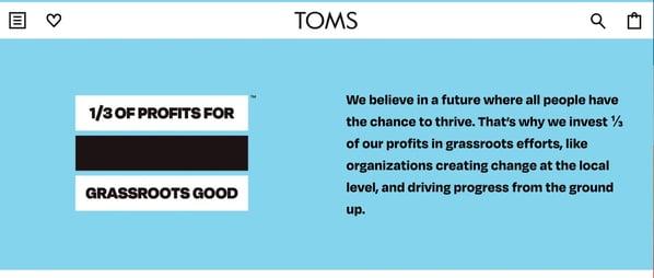 customer retention strategy example: TOMS