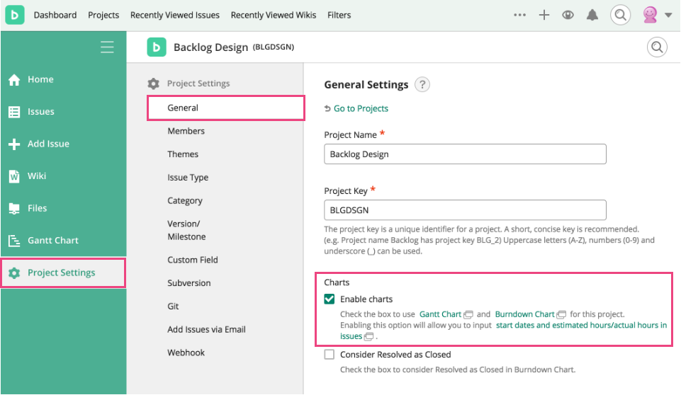 Overview of Backlog's Gantt Chart