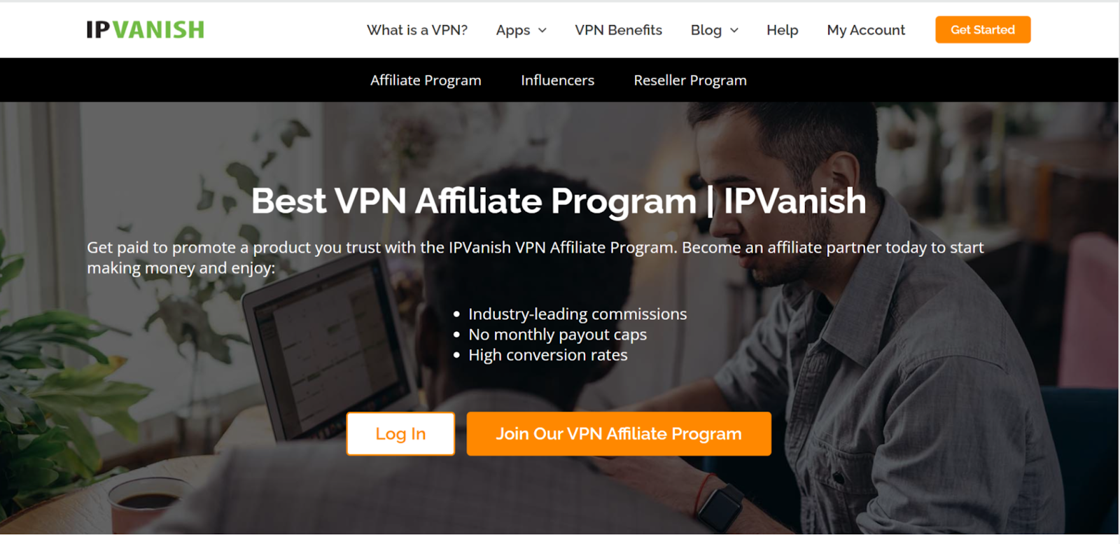 IPvanish affiliate program home page