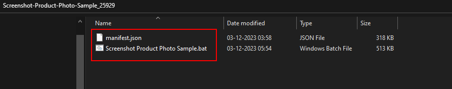 RAR file containing the BAT and JSON files (Source: Cyble)