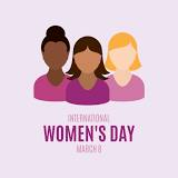 international womens day image 
3 women in pic (faceless) text - international womens day 8th march 
