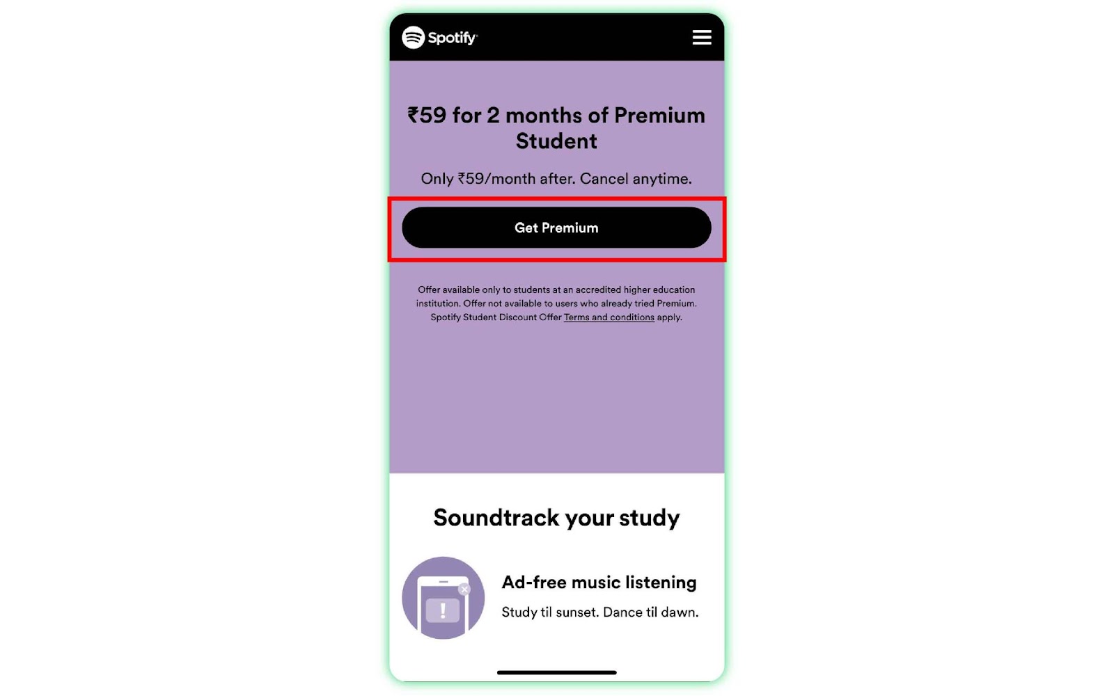 Navigate to the Spotify website on the browser of your choice